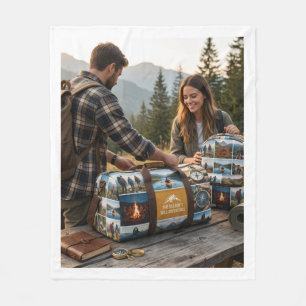Camper Adventure Packing Gear In Nature Fleece Bla Blanket