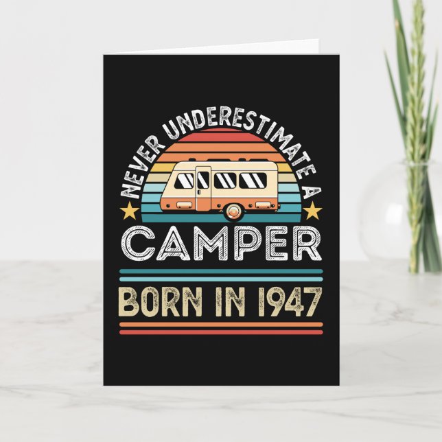 Camper born 1947 80th Birthday camping Gift Card (Front)