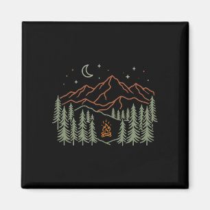 Camper campfire trees hiking camping performance  magnet