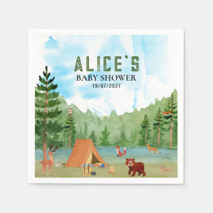 Camper Camping Adventure Forest Animal Baby Shower Napkin