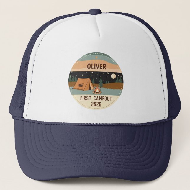 Camper First Campout  Trucker Hat (Front)