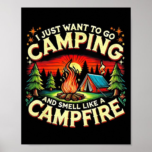 Camper Funny Cute Camng Glamng Campfire Quote Camp Poster (Front)