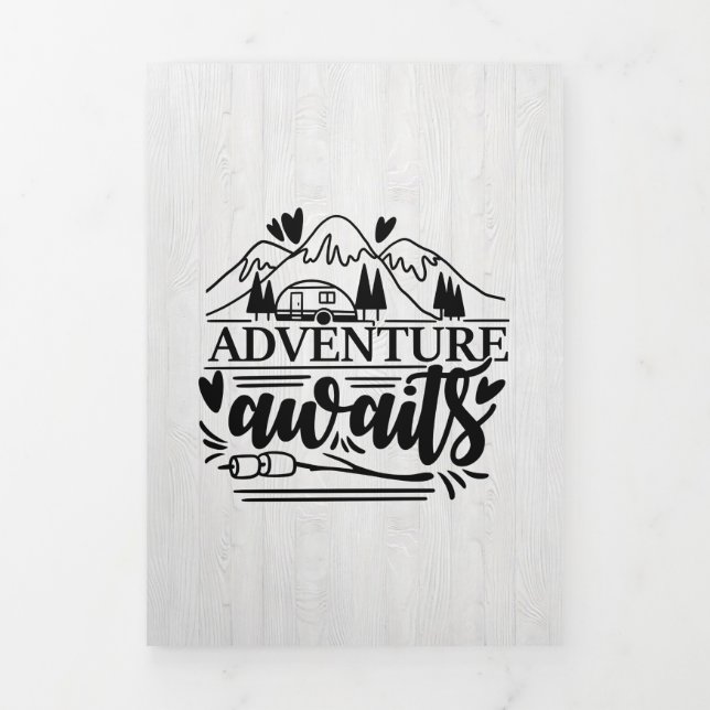 Camper Gift Adventure Awaits Tri-Fold Card (Cover)