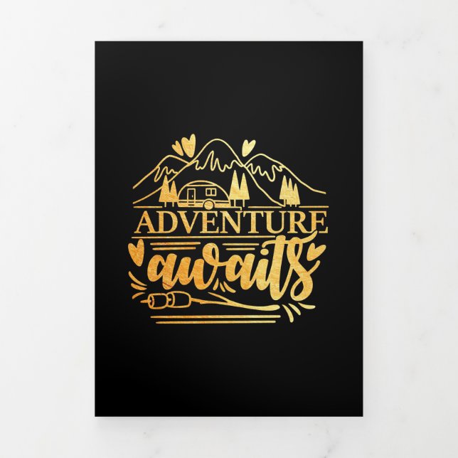 Camper Gift Adventure Is Awaits Tri-Fold Card (Cover)