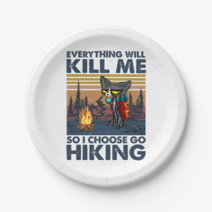 Camper Gift Go Hiking With Cat Birthday Paper Plate