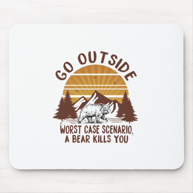Camper Gift | Go Outside Worst Case Scenario Xmas Mouse Pad (Front)