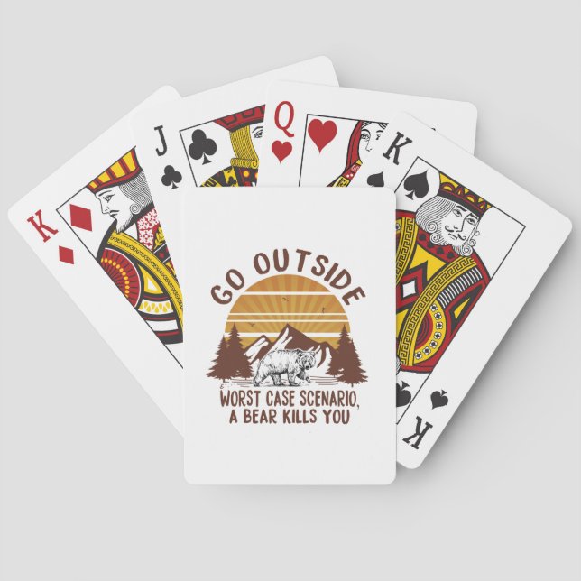 Camper Gift | Go Outside Worst Case Scenario Xmas Playing Cards (Back)