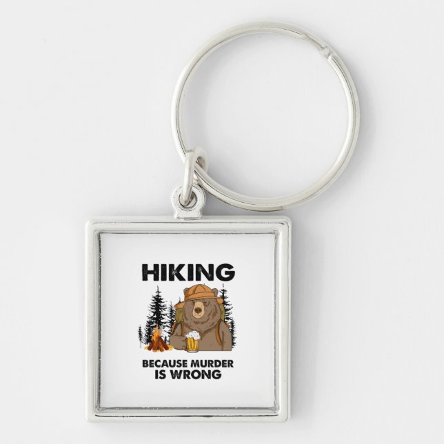 Camper Gift | Hiking Bear Birthday Key Ring (Front)