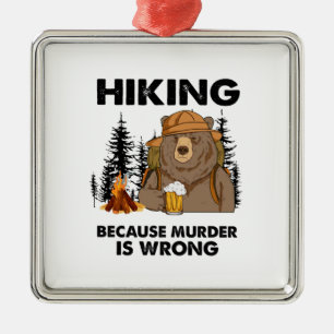 Camper Gift Hiking Bear Birthday Metal Ornament