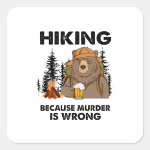 Camper Gift Hiking Bear Birthday Square Sticker