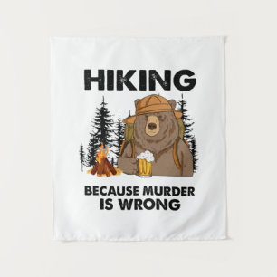 Camper Gift Hiking Bear Birthday Tapestry