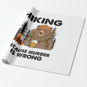 Camper Gift Hiking Bear Birthday Wrapping Paper