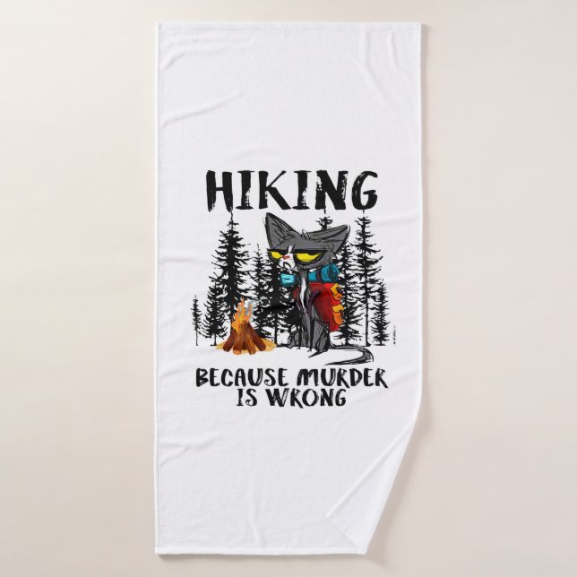 Camper Gift | Hiking Because Murder Is Wrong Xmas Bath Towel (Bath Towel)