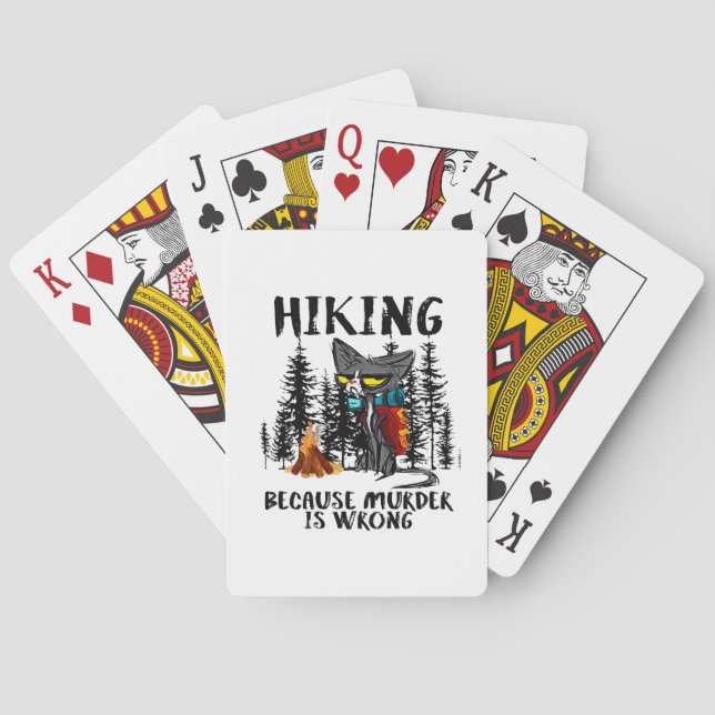 Camper Gift | Hiking Because Murder Is Wrong Xmas Playing Cards (Back)
