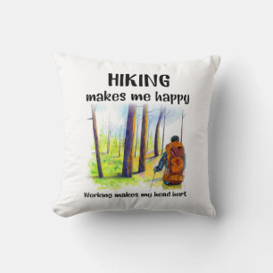 Camper Gift Hiking Makes Me Happy Birthday Cushion