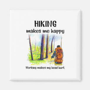 Camper Gift   Hiking Makes Me Happy Birthday Magnet
