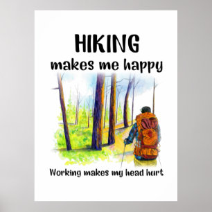 Camper Gift Hiking Makes Me Happy Birthday Poster