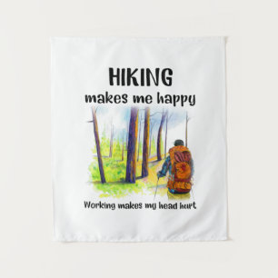 Camper Gift Hiking Makes Me Happy Birthday Tapestry
