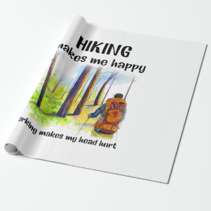 Camper Gift   Hiking Makes Me Happy Birthday Wrapping Paper
