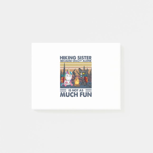 Camper Gift | Hiking Sister Because Crazy Alone Post-it Notes (Front)