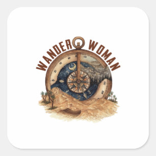 Camper Gift Hiking Wander Woman Birthday Square Sticker