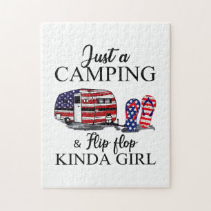 Camper Gift   Just A Camping And Kinda Girl Xmas Jigsaw Puzzle