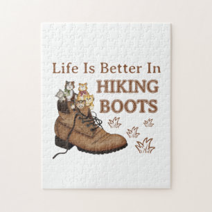 Camper Gift   Life Is Better In Hiking Boots Cat Jigsaw Puzzle