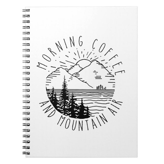 Camper Gift | Morning Coffee And Mountain Air Xmas Notebook (Front)