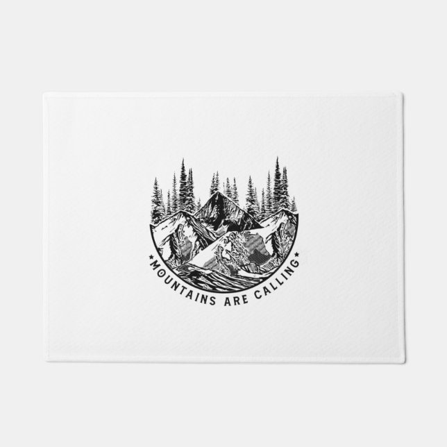 Camper Gift | Mountains Are Calling Birthday Doormat (Front)