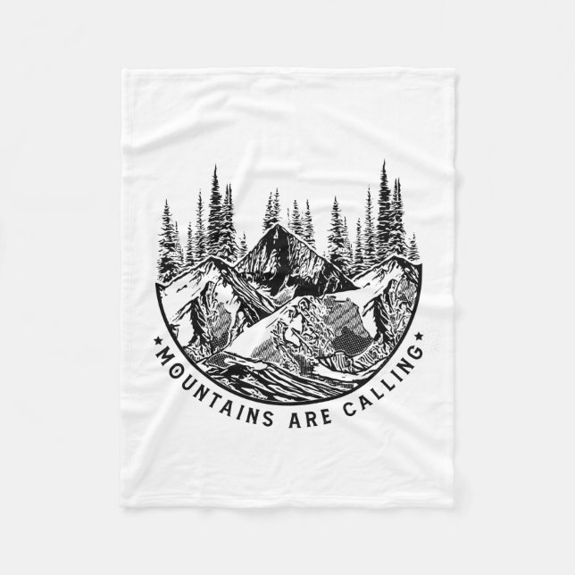 Camper Gift | Mountains Are Calling Birthday Fleece Blanket (Front)