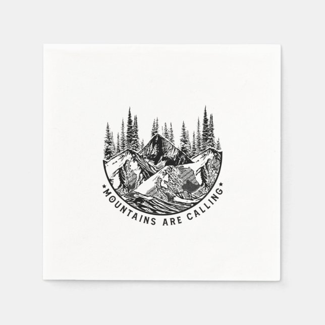 Camper Gift | Mountains Are Calling Birthday Napkin (Front)
