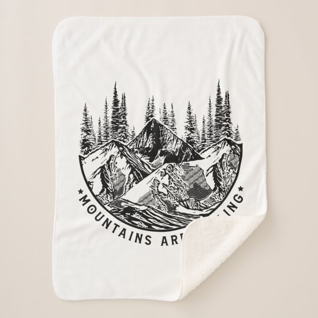 Camper Gift | Mountains Are Calling Birthday Sherpa Blanket (Front)