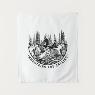 Camper Gift Mountains Are Calling Birthday Tapestry