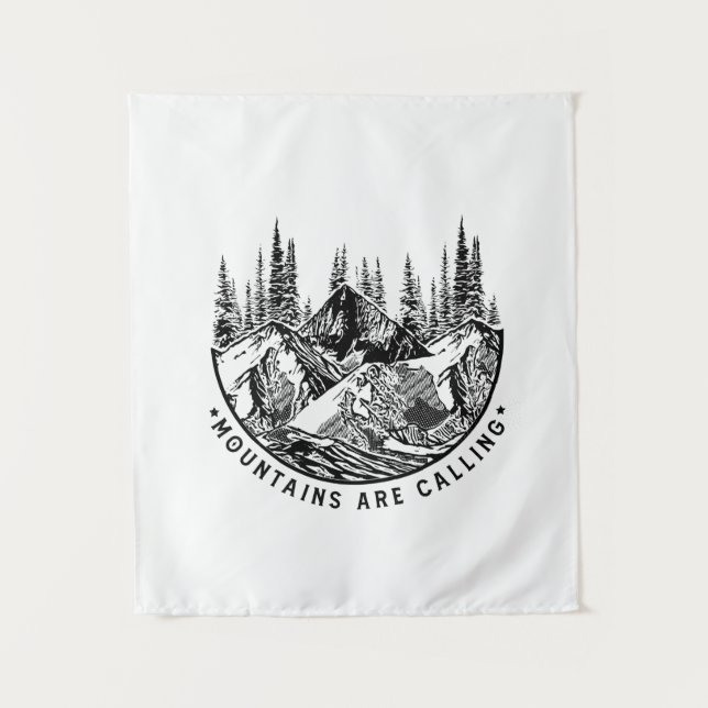 Camper Gift | Mountains Are Calling Birthday Tapestry (Front)
