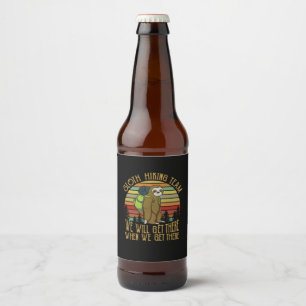 Camper Gift Vintage Sloth Hiking Team Birthday Beer Bottle Label