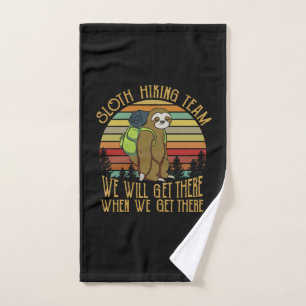 Camper Gift Vintage Sloth Hiking Team Birthday Hand Towel