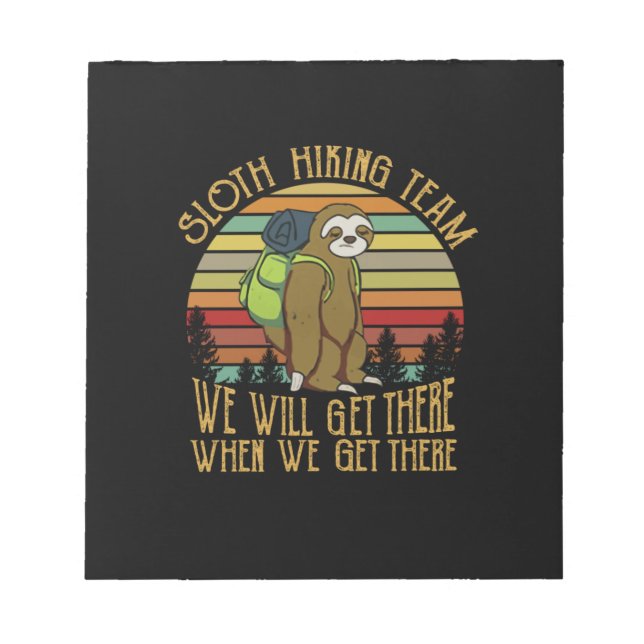Camper Gift | Vintage Sloth Hiking Team Birthday Notepad (Front)