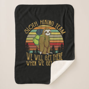 Camper Gift   Vintage Sloth Hiking Team Birthday Sherpa Blanket