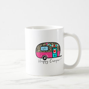 Camper Happy Summer Camp Camping Leopard Funny Gla Coffee Mug