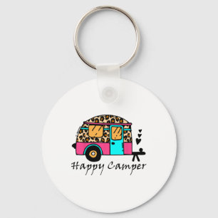 Camper Happy Summer Camp Camping Leopard Funny Gla Key Ring