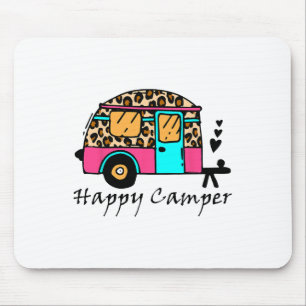 Camper Happy Summer Camp Camping Leopard Funny Gla Mouse Pad