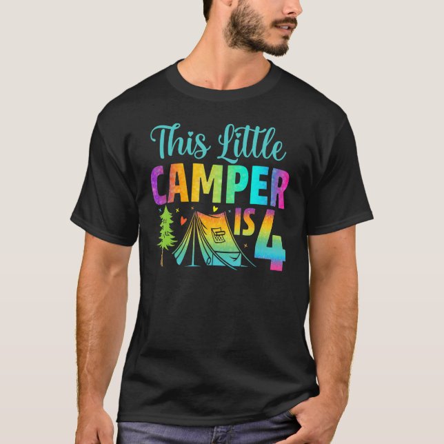 Camper Kids Birthday 4 Years Old Camping 4th B day T-Shirt (Front)