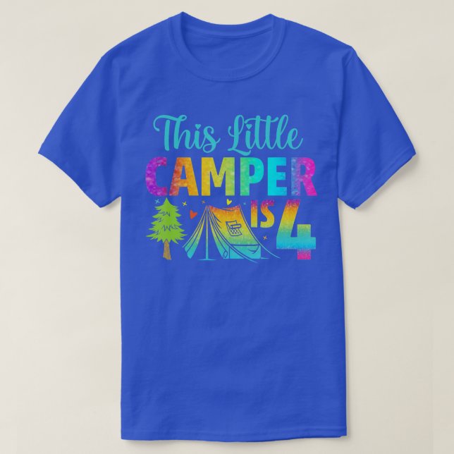Camper Kids Birthday 4 Years Old Camping 4th Bday  T-Shirt (Design Front)