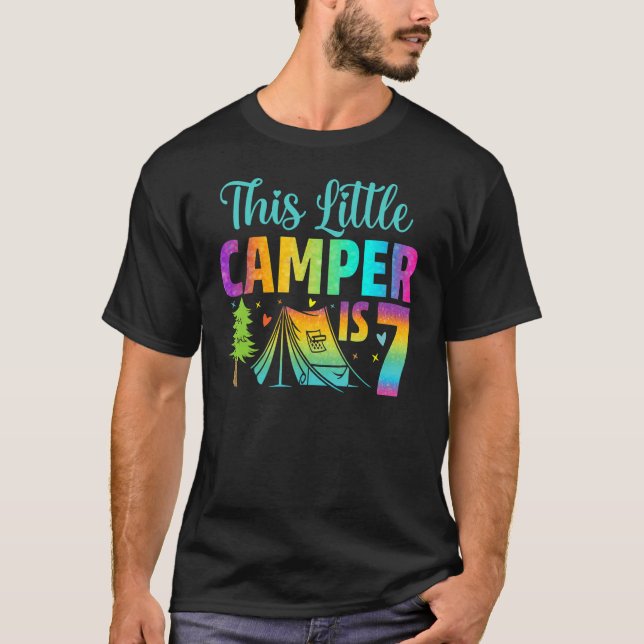 Camper Kids Birthday 7 Years Old Camping 7th B Day T-Shirt (Front)