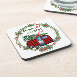 Camper Life Best Life Retro Christmas Coaster