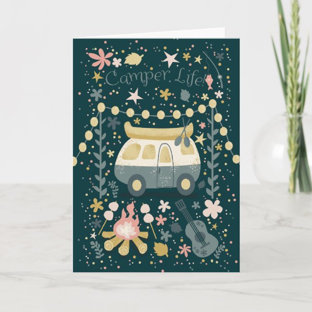 Camper life nighttime greeting card (Front)