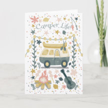 Camper life white greeting card