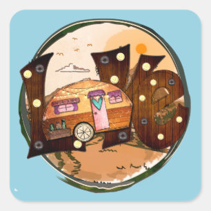 Camper Love - Travel Vacation Road Trip Square Sticker