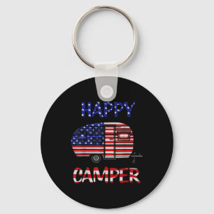 Camper Merica American Happy Pride Flag 4th Of Jul Key Ring