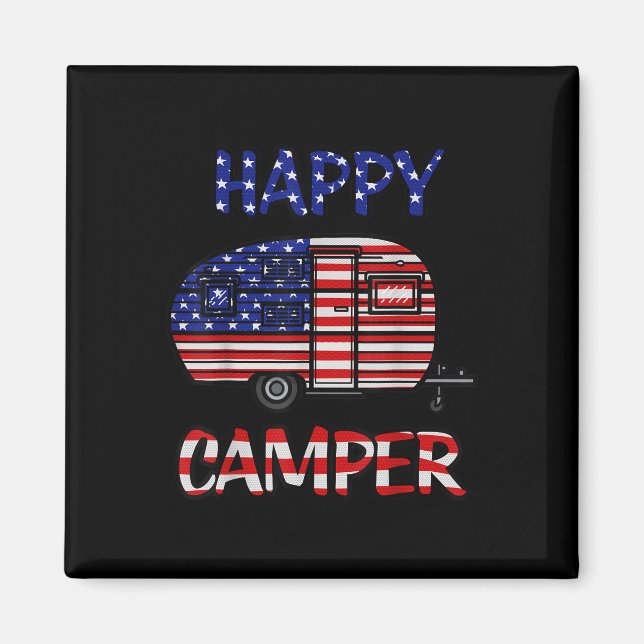Camper Merica American Happy Pride Flag 4th Of Jul Magnet (Front)